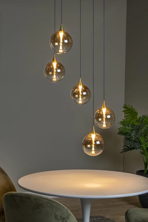 Lucide Premium GISELA - Lámpara colgante - Ø 48 cm - LED Regul. - 5x3,8W 2700K - Ámbar - ambiente 2
